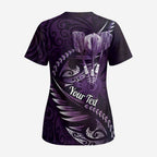 Personalised All Purple New Zealand Darts Scrub Top Aoteroa Fern Maori Galaxy Style - Aussie Hoodie