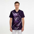 Personalised All Purple New Zealand Darts Scrub Top Aoteroa Fern Maori Galaxy Style - Aussie Hoodie