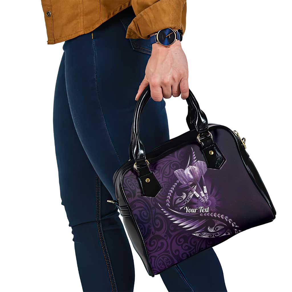 Personalised All Purple New Zealand Darts Shoulder Handbag Aoteroa Fern Maori Galaxy Style