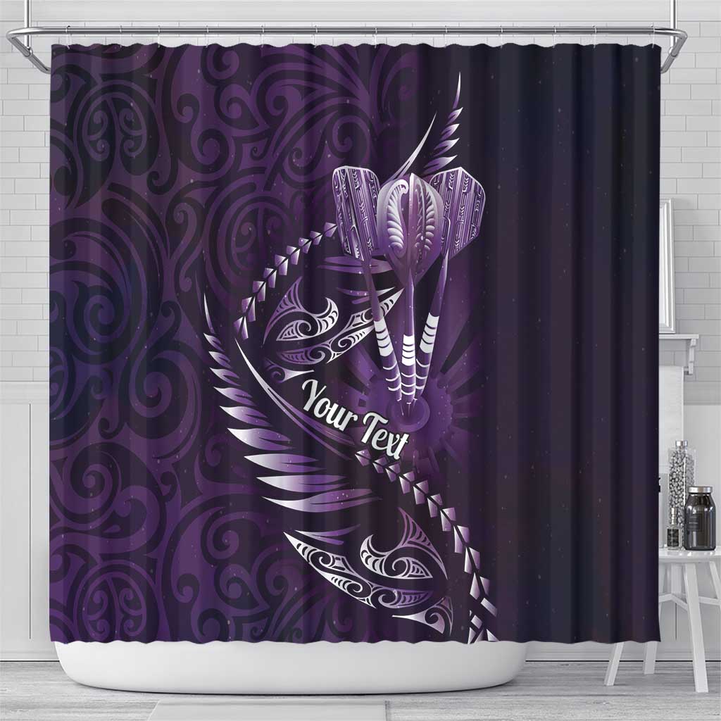 Personalised All Purple New Zealand Darts Shower Curtain Aoteroa Fern Maori Galaxy Style