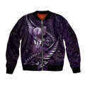 Personalised All Purple New Zealand Darts Sleeve Zip Bomber Jacket Aoteroa Fern Maori Galaxy Style