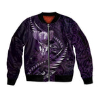 Personalised All Purple New Zealand Darts Sleeve Zip Bomber Jacket Aoteroa Fern Maori Galaxy Style