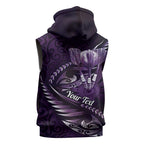 Personalised All Purple New Zealand Darts Sleeveless Hoodie Aoteroa Fern Maori Galaxy Style - Aussie Hoodie