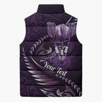 Personalised All Purple New Zealand Darts Sleeveless Puffer Jacket Aoteroa Fern Maori Galaxy Style - Aussie Hoodie