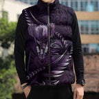 Personalised All Purple New Zealand Darts Sleeveless Puffer Jacket Aoteroa Fern Maori Galaxy Style - Aussie Hoodie
