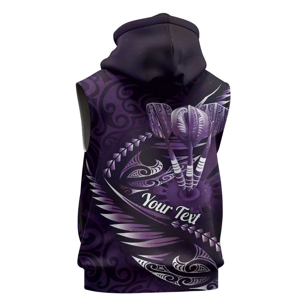 Personalised All Purple New Zealand Darts Sleeveless Zip Hoodie Aoteroa Fern Maori Galaxy Style LT14