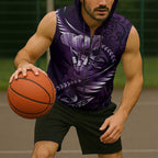 Personalised All Purple New Zealand Darts Sleeveless Zip Hoodie Aoteroa Fern Maori Galaxy Style LT14