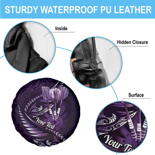 Personalised All Purple New Zealand Darts Spare Tire Cover Aoteroa Fern Maori Galaxy Style