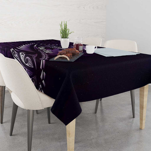Personalised All Purple New Zealand Darts Tablecloth Aoteroa Fern Maori Galaxy Style