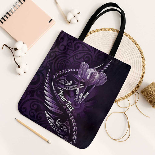 Personalised All Purple New Zealand Darts Tote Bag Aoteroa Fern Maori Galaxy Style - Aussie Hoodie