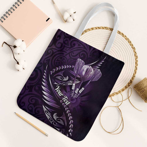 Personalised All Purple New Zealand Darts Tote Bag Aoteroa Fern Maori Galaxy Style - Aussie Hoodie