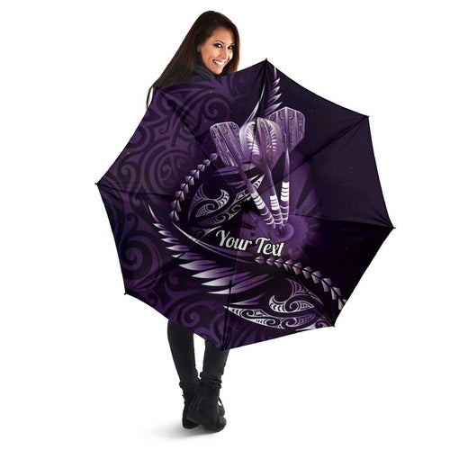 Personalised All Purple New Zealand Darts Umbrella Aoteroa Fern Maori Galaxy Style - Aussie Hoodie