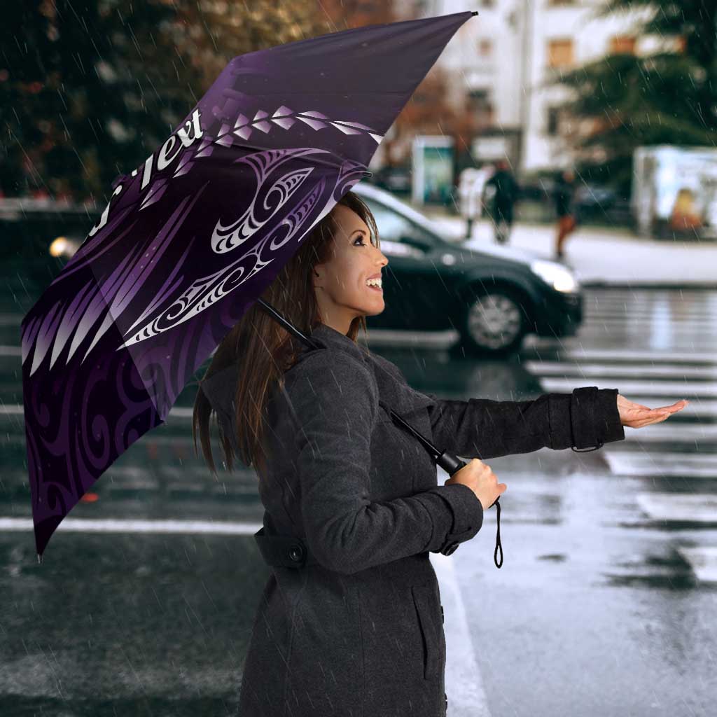 Personalised All Purple New Zealand Darts Umbrella Aoteroa Fern Maori Galaxy Style - Aussie Hoodie