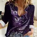 Personalised All Purple New Zealand Darts Women Casual Shirt Aoteroa Fern Maori Galaxy Style