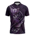 Personalised All Purple New Zealand Darts Zipper Polo Shirt Aoteroa Fern Maori Galaxy Style - Aussie Hoodie