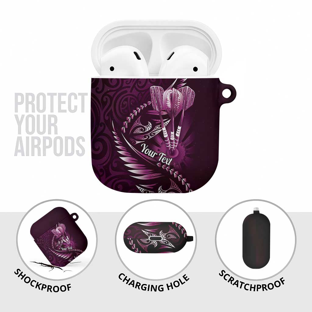 Personalised All Pink New Zealand Darts AirPods Case Aoteroa Fern Maori Galaxy Style - Aussie Hoodie