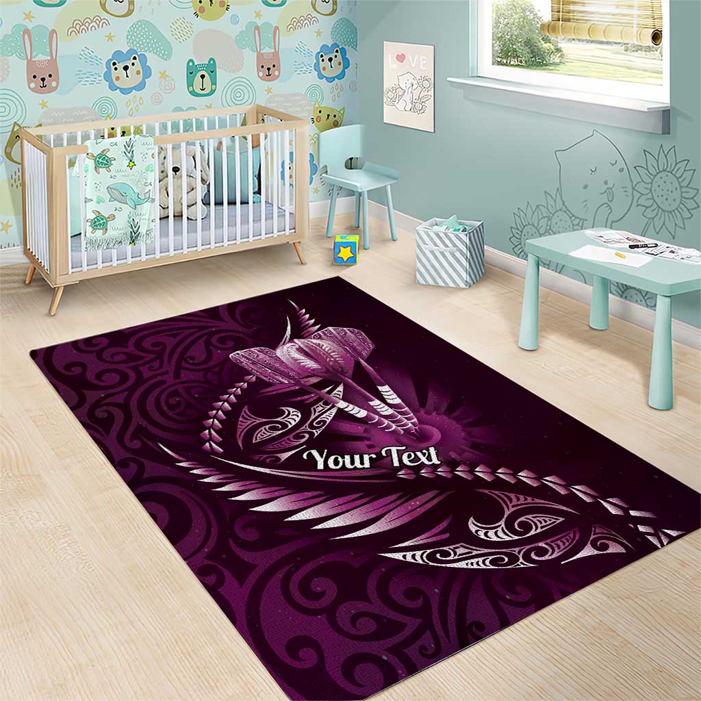 Personalised All Pink New Zealand Darts Area Rug Aoteroa Fern Maori Galaxy Style