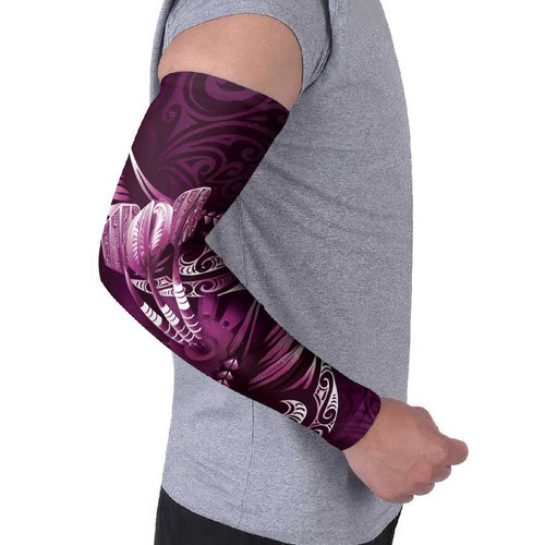 Personalised All Pink New Zealand Darts Arm Sleeves Aoteroa Fern Maori Galaxy Style - Aussie Hoodie