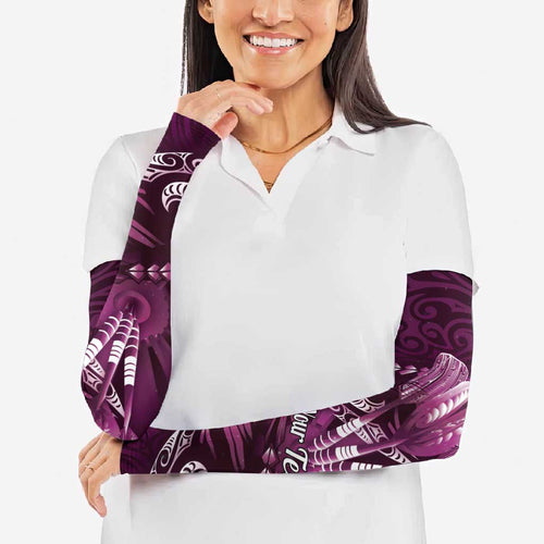 Personalised All Pink New Zealand Darts Arm Sleeves Aoteroa Fern Maori Galaxy Style - Aussie Hoodie