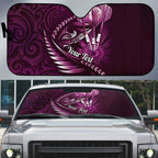 Personalised All Pink New Zealand Darts Auto Sun Shade Aoteroa Fern Maori Galaxy Style - Aussie Hoodie