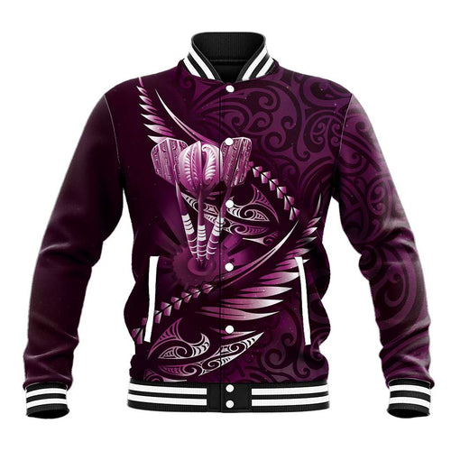 Personalised All Pink New Zealand Darts Baseball Jacket Aoteroa Fern Maori Galaxy Style