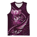 Personalised All Pink New Zealand Darts Basketball Jersey Aoteroa Fern Maori Galaxy Style - Aussie Hoodie