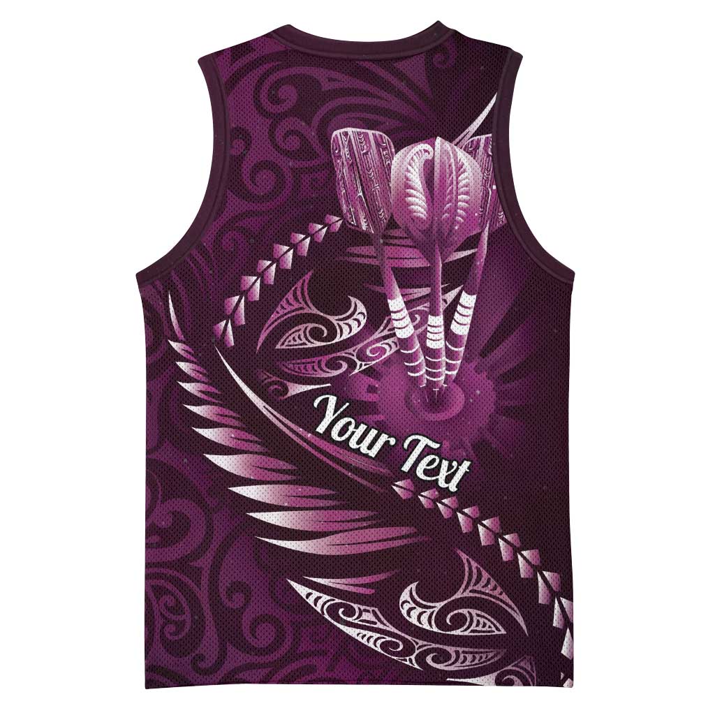 Personalised All Pink New Zealand Darts Basketball Jersey Aoteroa Fern Maori Galaxy Style - Aussie Hoodie
