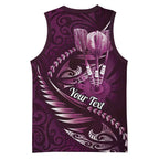 Personalised All Pink New Zealand Darts Basketball Jersey Aoteroa Fern Maori Galaxy Style - Aussie Hoodie
