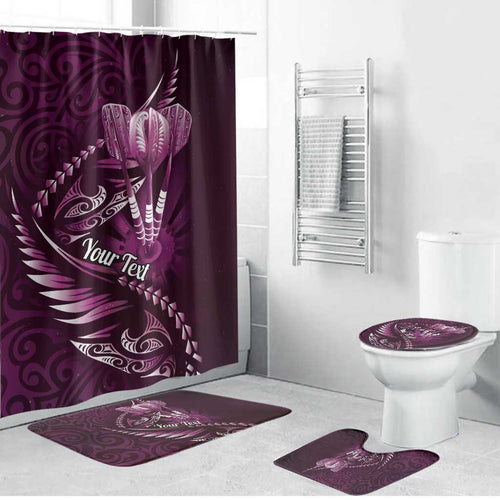 Personalised All Pink New Zealand Darts Bathroom Set Aoteroa Fern Maori Galaxy Style - Aussie Hoodie