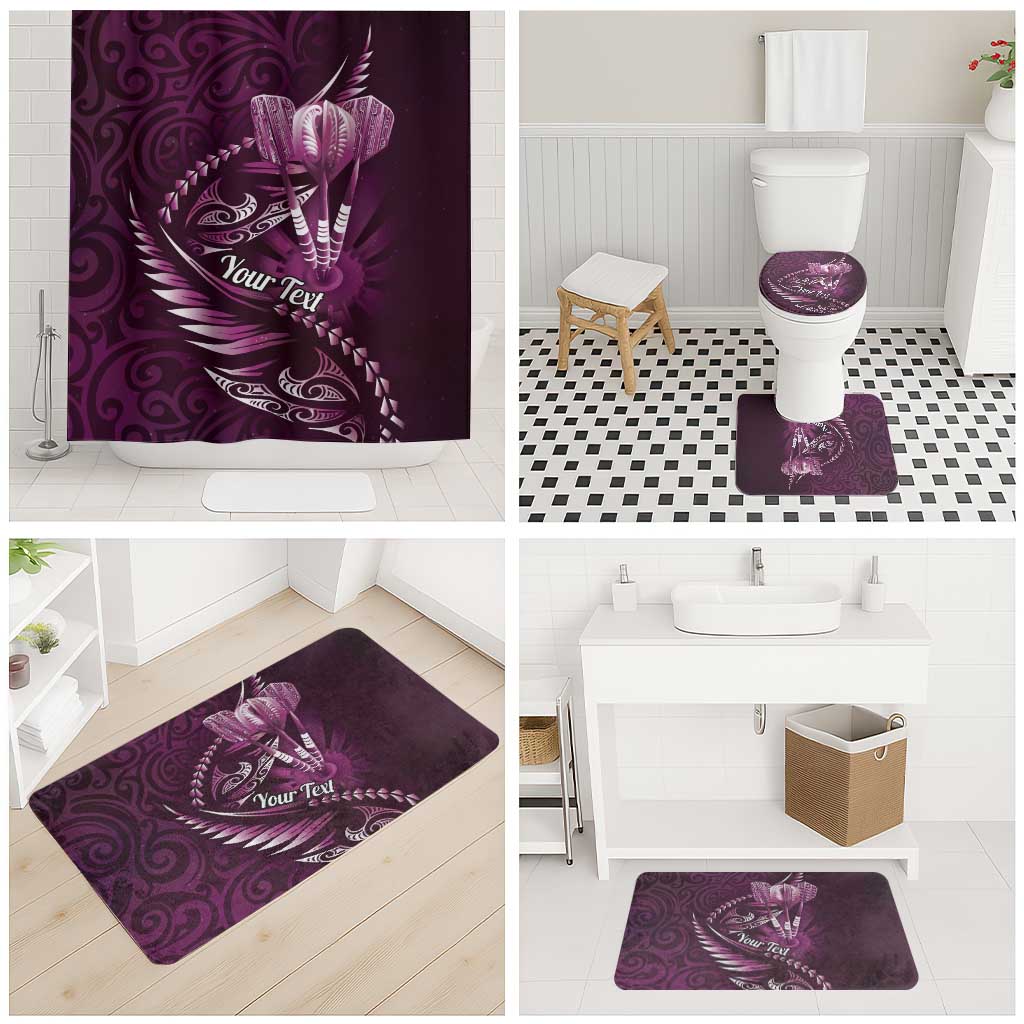 Personalised All Pink New Zealand Darts Bathroom Set Aoteroa Fern Maori Galaxy Style - Aussie Hoodie