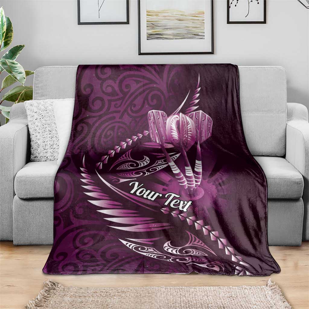 Personalised All Pink New Zealand Darts Blanket Aoteroa Fern Maori Galaxy Style