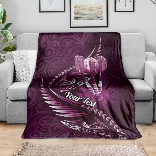 Personalised All Pink New Zealand Darts Blanket Aoteroa Fern Maori Galaxy Style