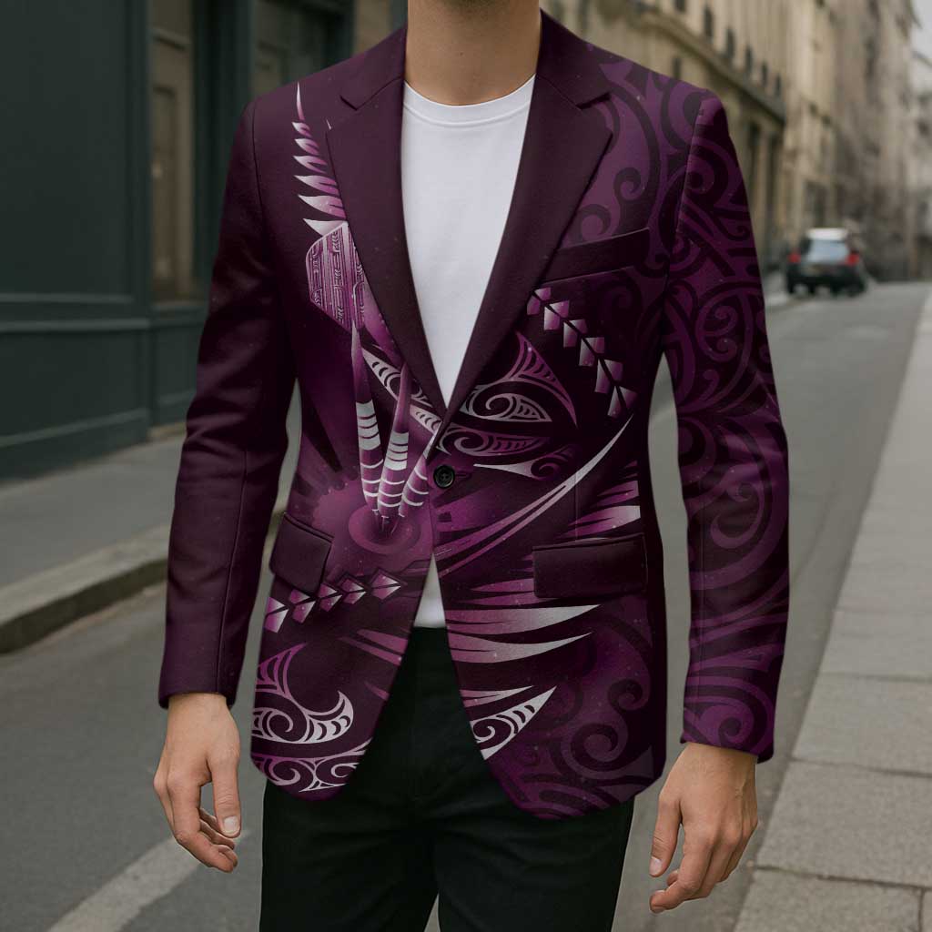 Personalised All Pink New Zealand Darts Blazer Aoteroa Fern Maori Galaxy Style - Aussie Hoodie