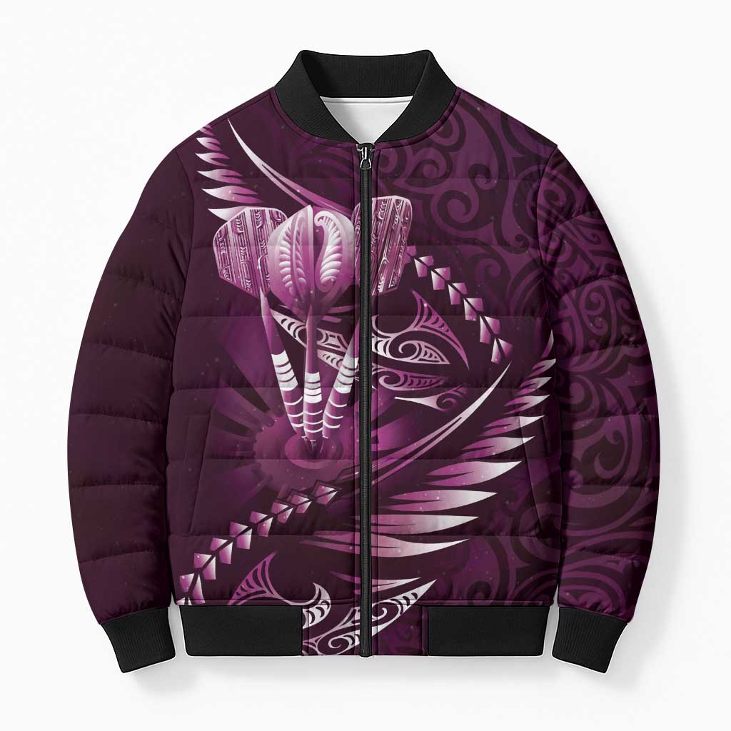Personalised All Pink New Zealand Darts Bomber Puffer Jacket Aoteroa Fern Maori Galaxy Style - Aussie Hoodie