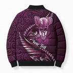 Personalised All Pink New Zealand Darts Bomber Puffer Jacket Aoteroa Fern Maori Galaxy Style - Aussie Hoodie