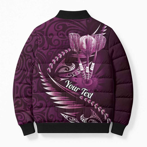 Personalised All Pink New Zealand Darts Bomber Puffer Jacket Aoteroa Fern Maori Galaxy Style - Aussie Hoodie
