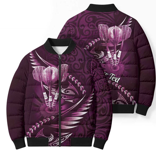 Personalised All Pink New Zealand Darts Bomber Puffer Jacket Aoteroa Fern Maori Galaxy Style - Aussie Hoodie