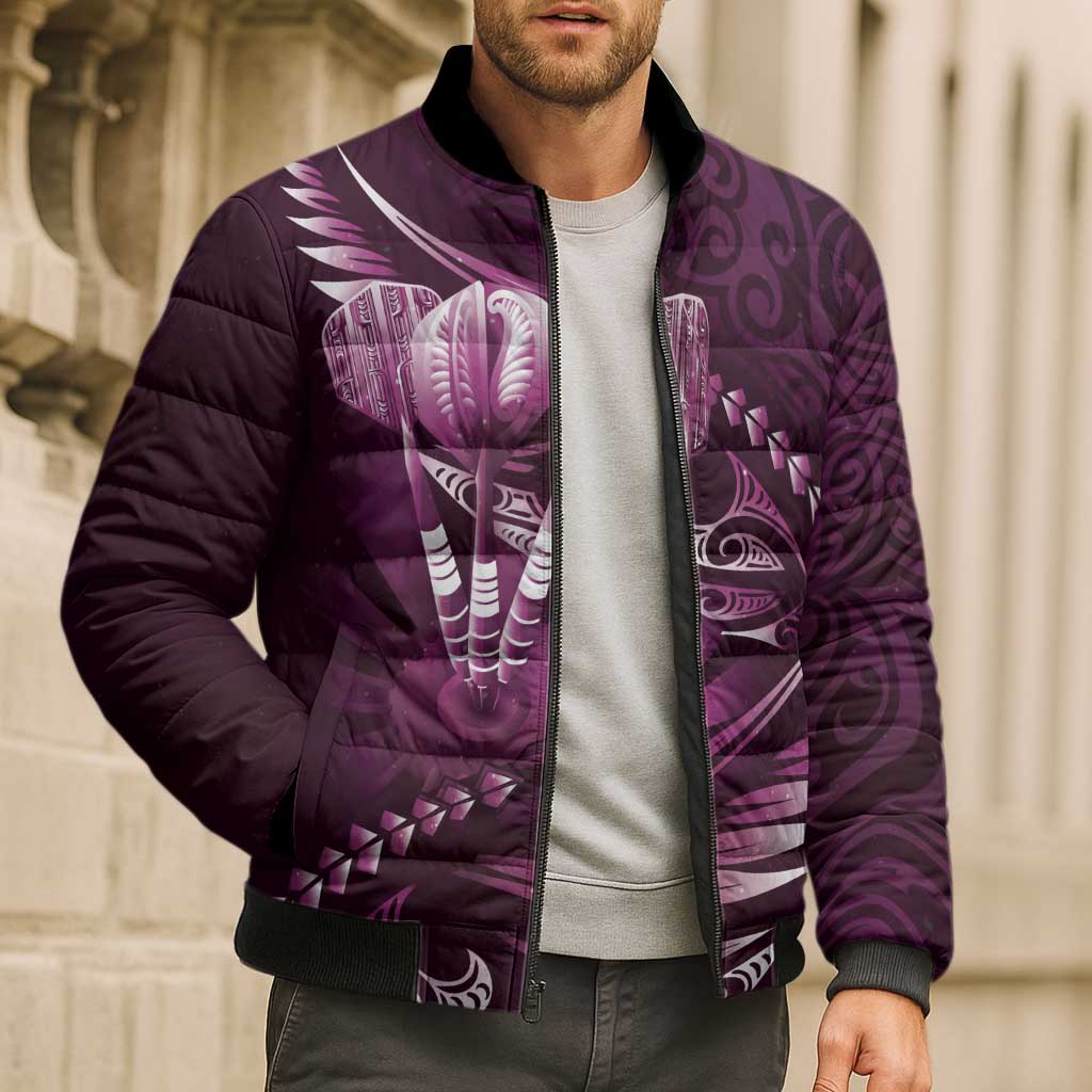 Personalised All Pink New Zealand Darts Bomber Puffer Jacket Aoteroa Fern Maori Galaxy Style - Aussie Hoodie