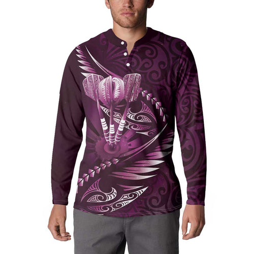 Personalised All Pink New Zealand Darts Button Sweatshirt Aoteroa Fern Maori Galaxy Style