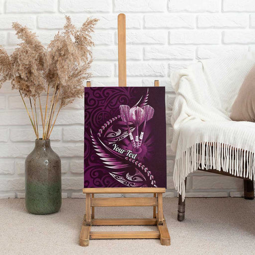 Personalised All Pink New Zealand Darts Canvas Wall Art Aoteroa Fern Maori Galaxy Style