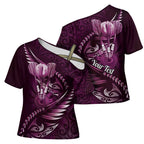 Personalised All Pink New Zealand Darts Cross Shoulder Shirt Aoteroa Fern Maori Galaxy Style - Aussie Hoodie