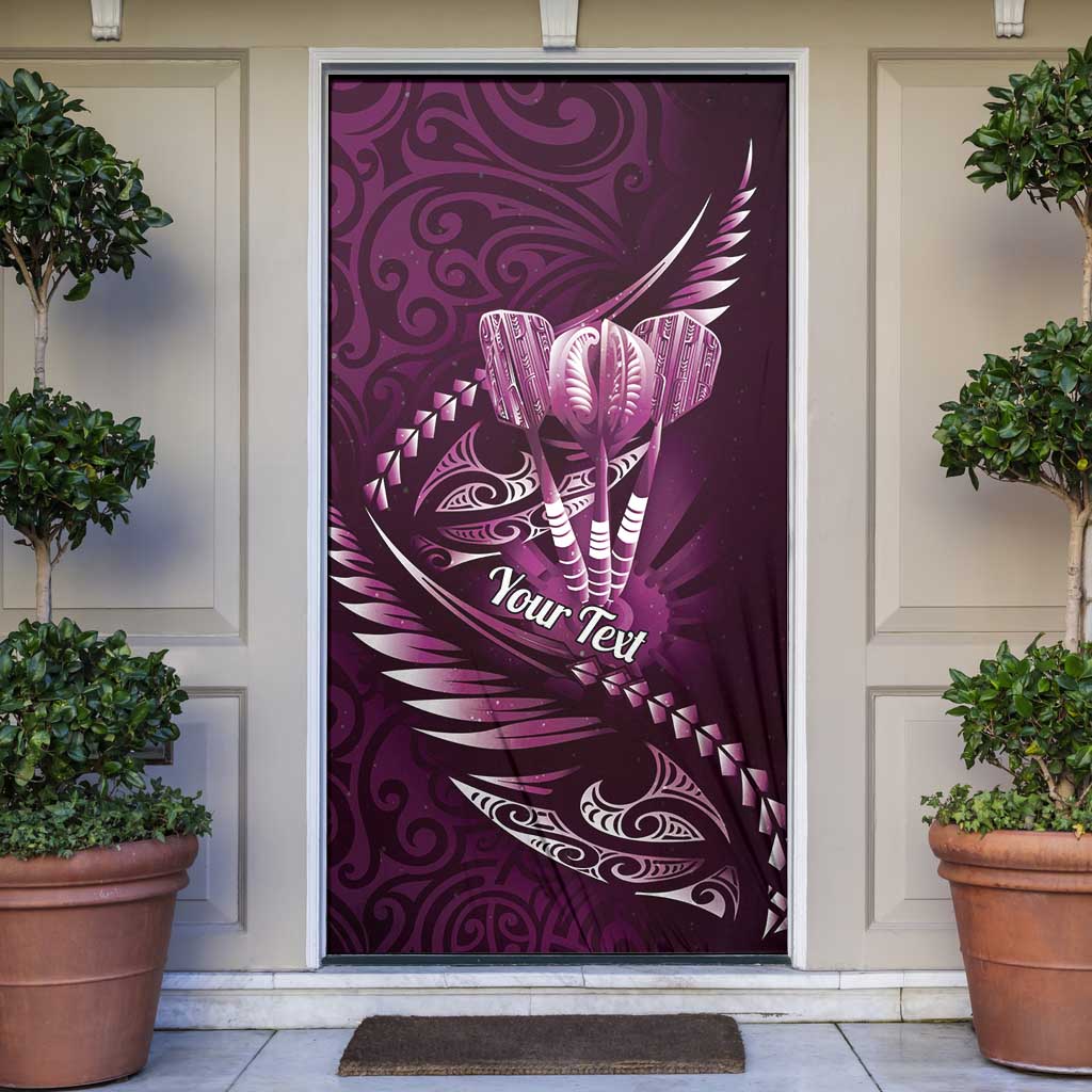 Personalised All Pink New Zealand Darts Door Cover Aoteroa Fern Maori Galaxy Style - Aussie Hoodie