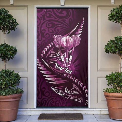 Personalised All Pink New Zealand Darts Door Cover Aoteroa Fern Maori Galaxy Style - Aussie Hoodie