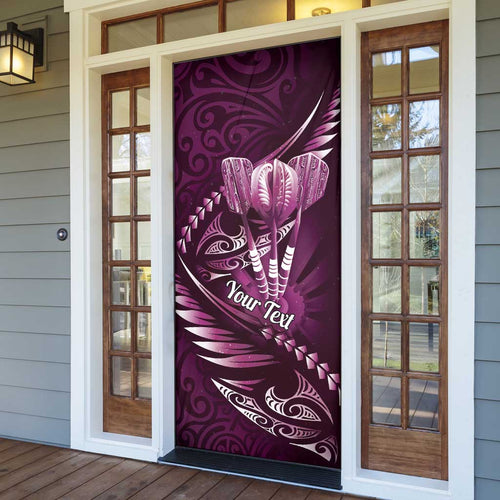 Personalised All Pink New Zealand Darts Door Cover Aoteroa Fern Maori Galaxy Style - Aussie Hoodie