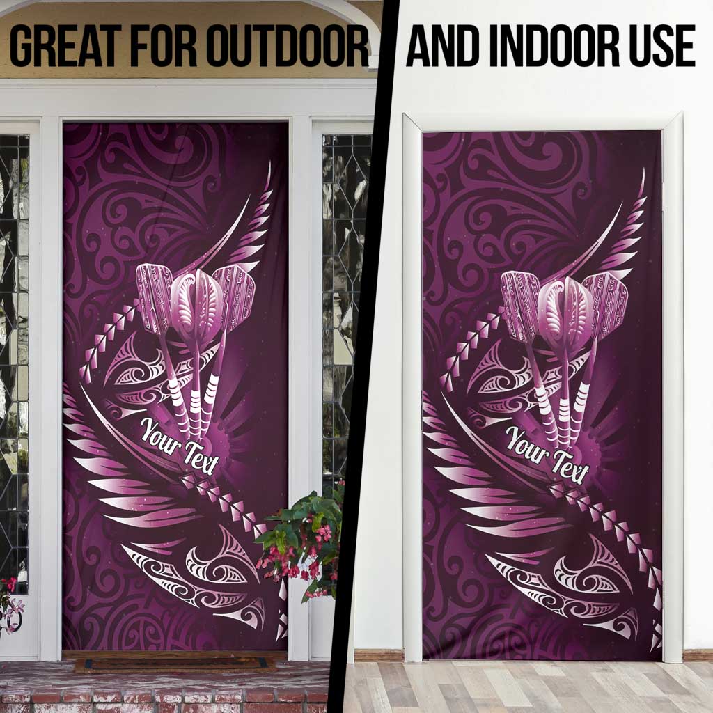 Personalised All Pink New Zealand Darts Door Cover Aoteroa Fern Maori Galaxy Style - Aussie Hoodie