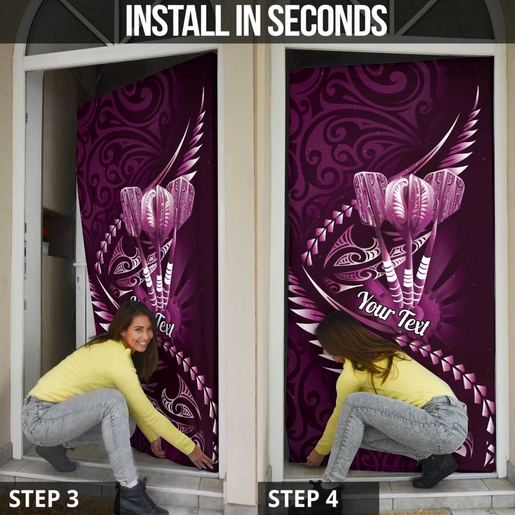 Personalised All Pink New Zealand Darts Door Cover Aoteroa Fern Maori Galaxy Style - Aussie Hoodie