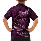 Personalised All Pink New Zealand Darts Family Matching Long Sleeve Bodycon Dress and Hawaiian Shirt Aoteroa Fern Maori Galaxy Style