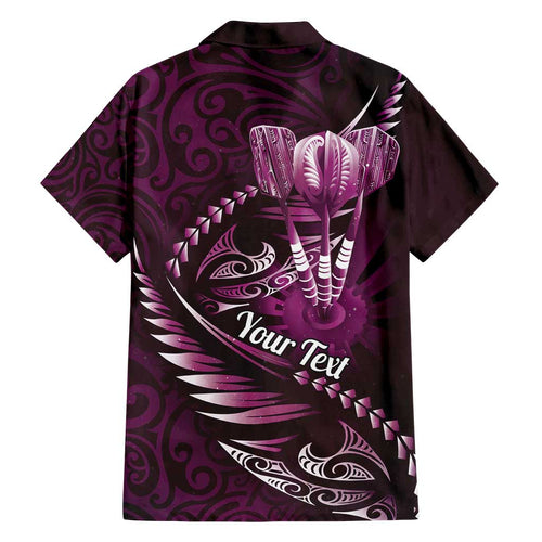 Personalised All Pink New Zealand Darts Family Matching Tank Maxi Dress and Hawaiian Shirt Aoteroa Fern Maori Galaxy Style