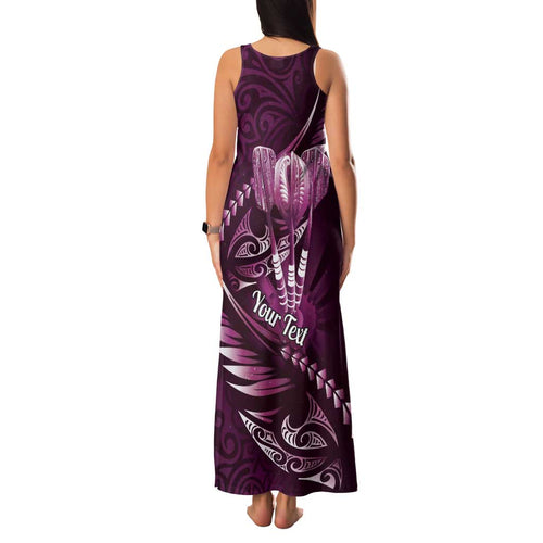 Personalised All Pink New Zealand Darts Family Matching Tank Maxi Dress and Hawaiian Shirt Aoteroa Fern Maori Galaxy Style