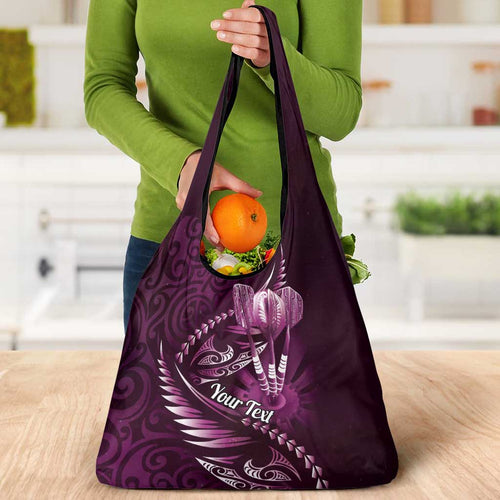 Personalised All Pink New Zealand Darts Grocery Bag Aoteroa Fern Maori Galaxy Style
